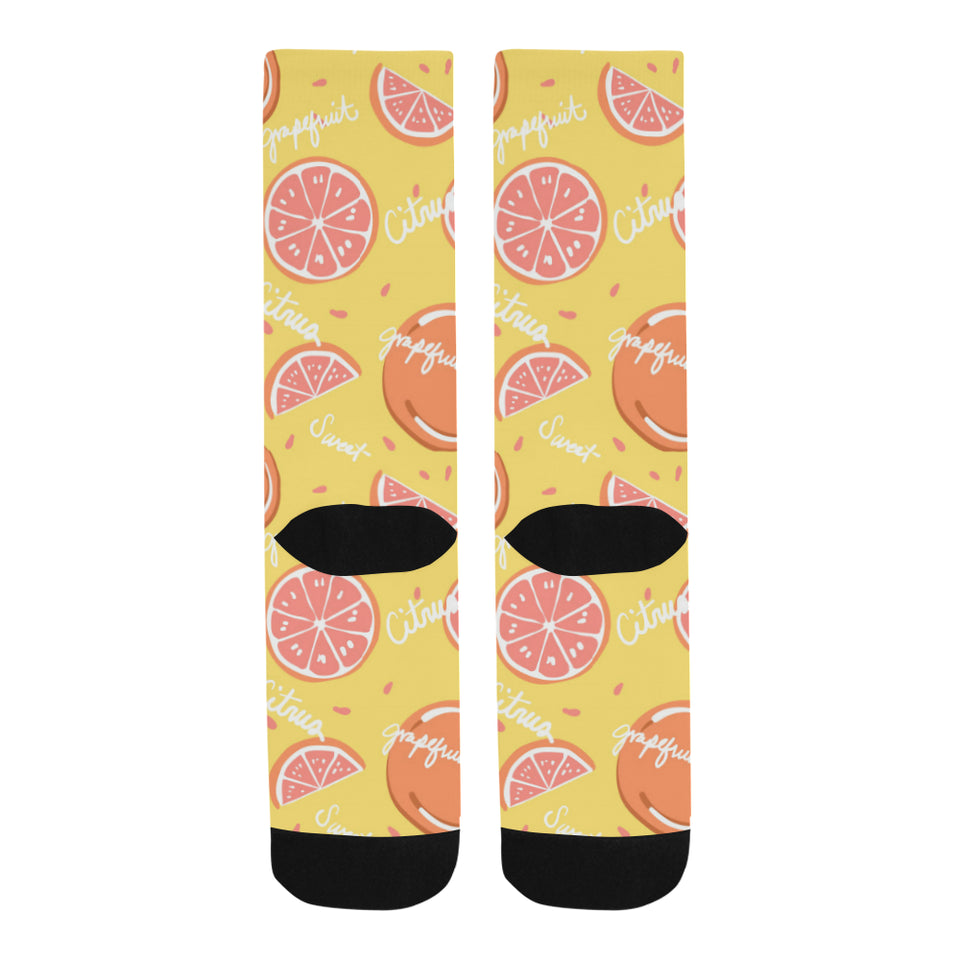 Grapefruit yellow background Crew Socks