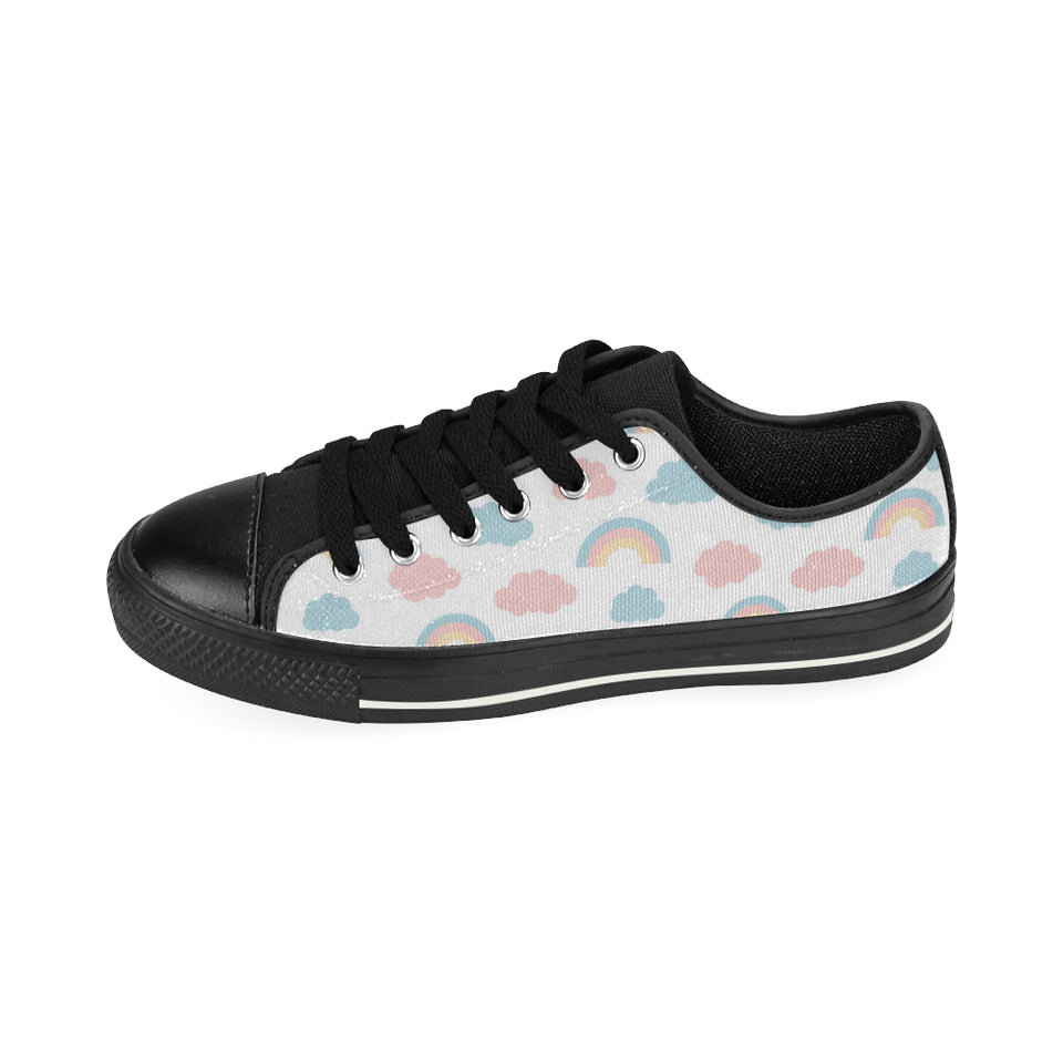 Cute rainbow clound pattern Men's Low Top Canvas Shoes Black