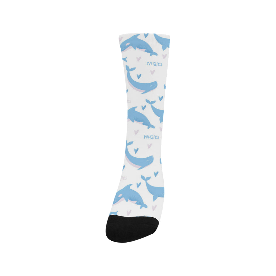Blue whale pattern Crew Socks