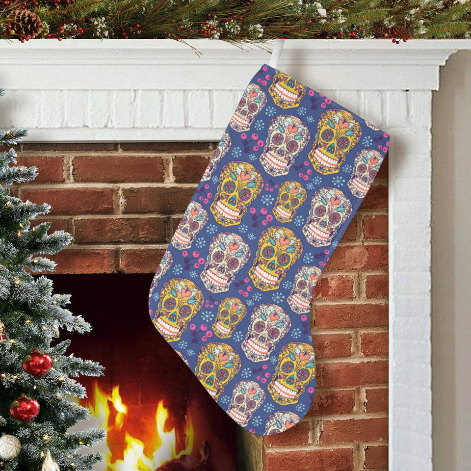 Sugar skull flower pattern Christmas Stocking