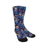 Blue japanese pattern cloud wave flower Crew Socks