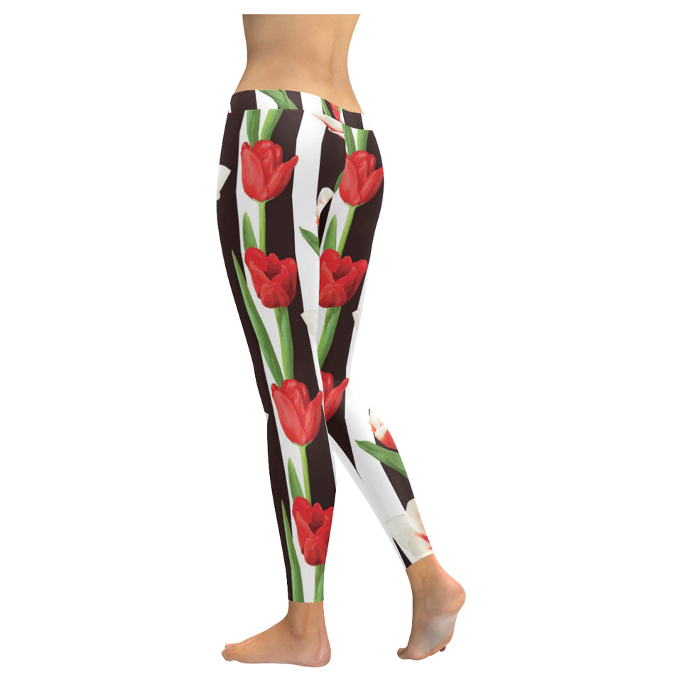red and white tulips pattern Women's Legging Fulfilled In US