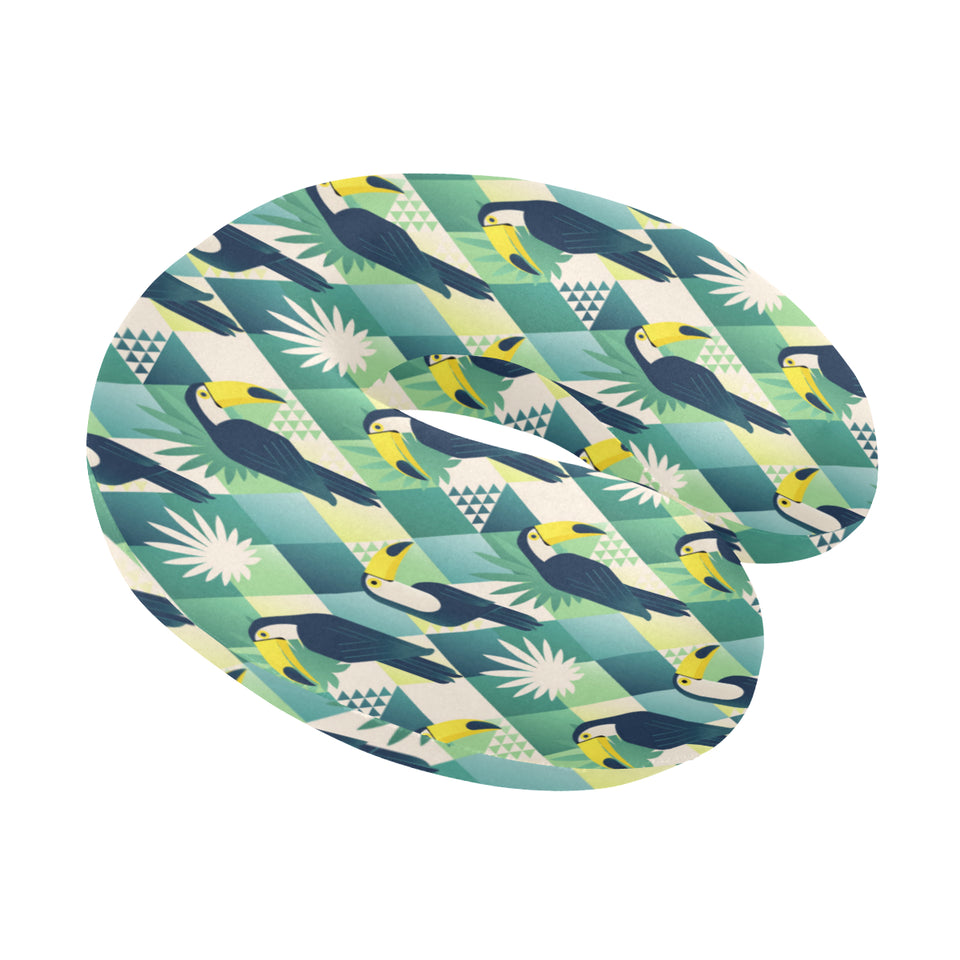 Toucan tropical leaves design pattern U-Shaped Travel Neck Pillow