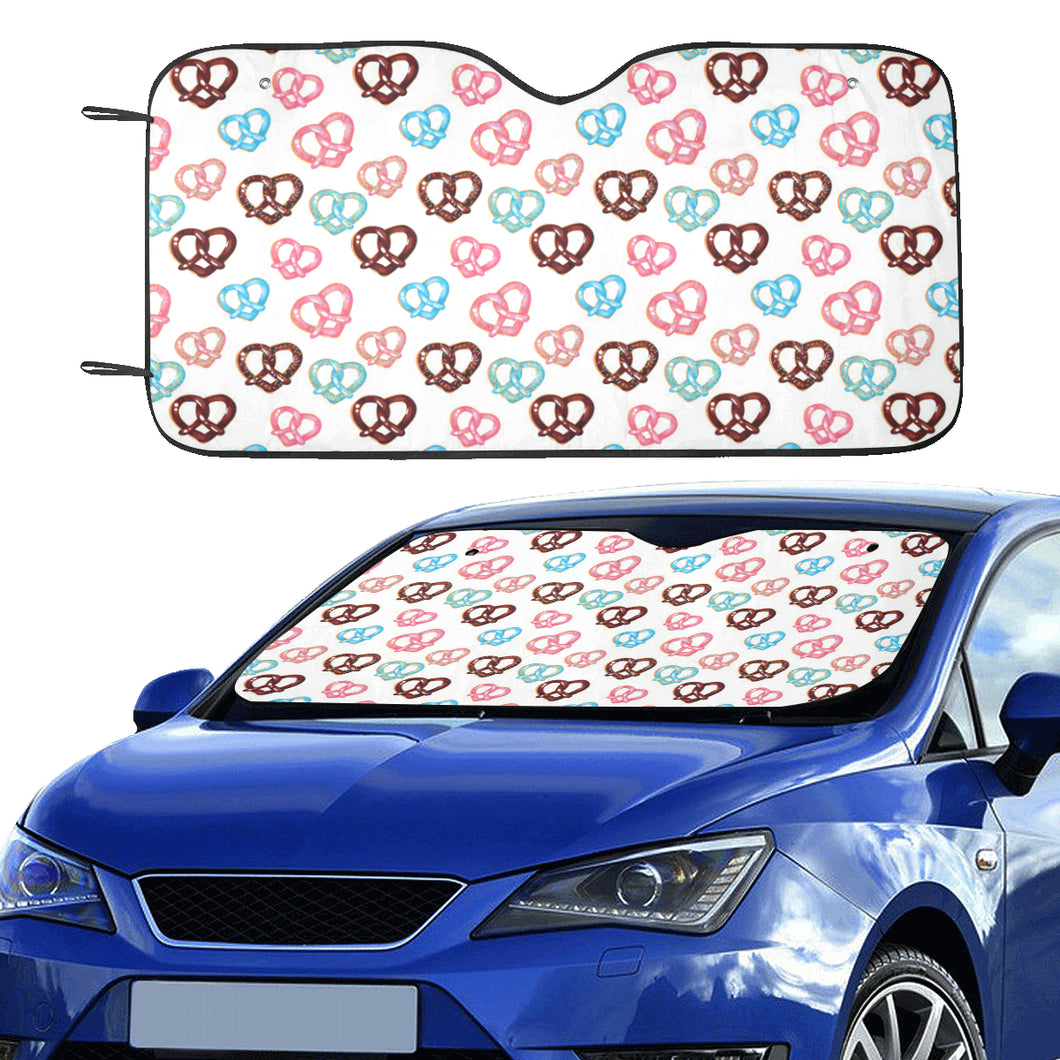 Pretzels Pattern Print Design 04 Car Sun Shade