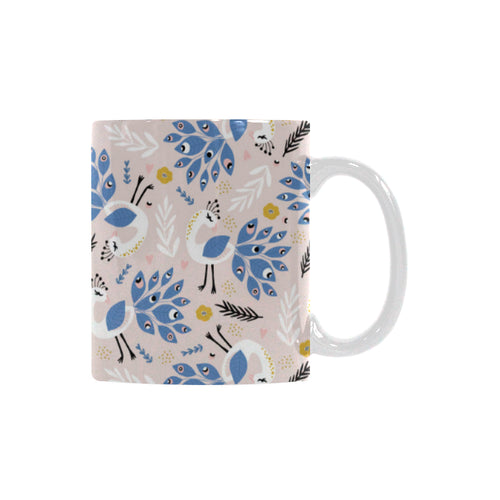 Cute peacock pattern Classical White Mug (Fulfilled In US)