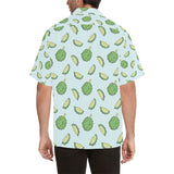 Durian pattern blue background Men's All Over Print Hawaiian Shirt