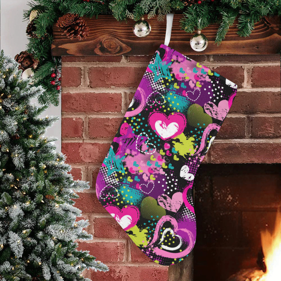 heart dot wave star creative design pattern Christmas Stocking