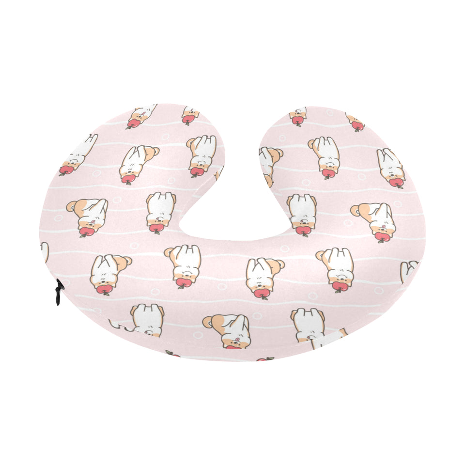 Cute Shiba Inu Dog Apple pattern U-Shaped Travel Neck Pillow