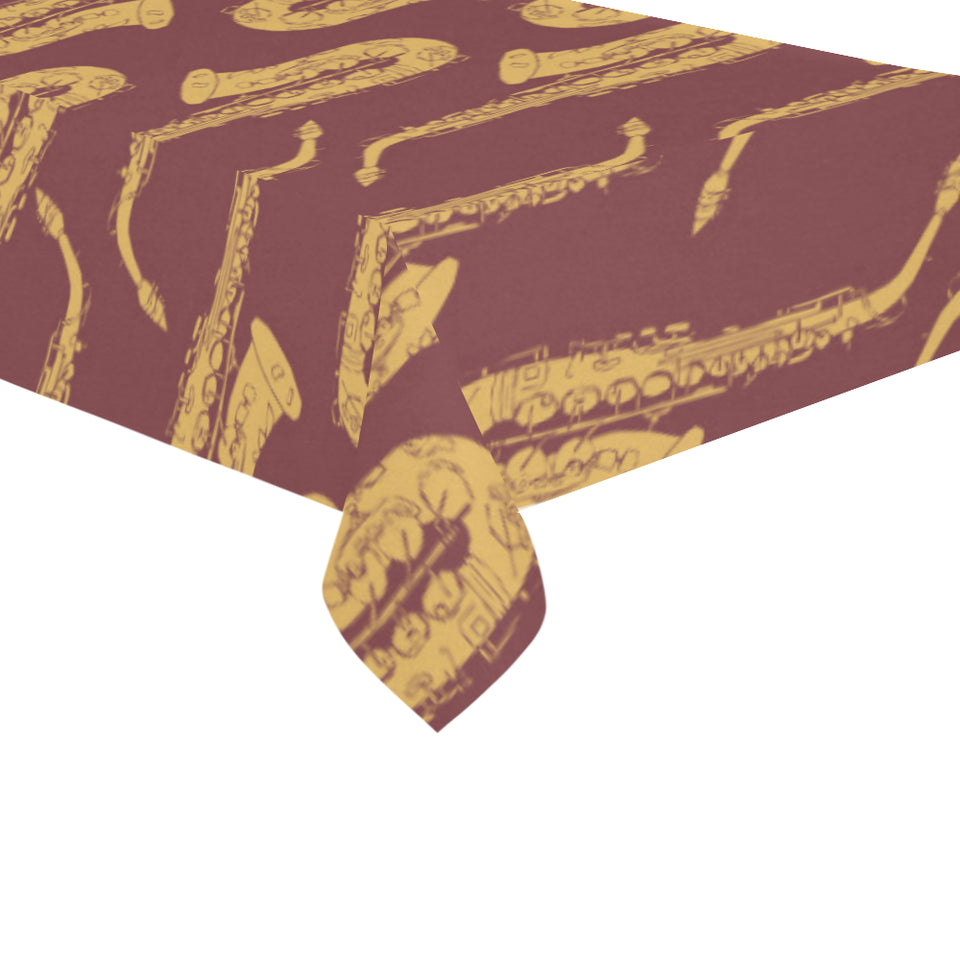 Hand drawn gold saxophone red background Tablecloth