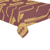 Hand drawn gold saxophone red background Tablecloth