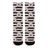 Donuts pink icing striped pattern Crew Socks
