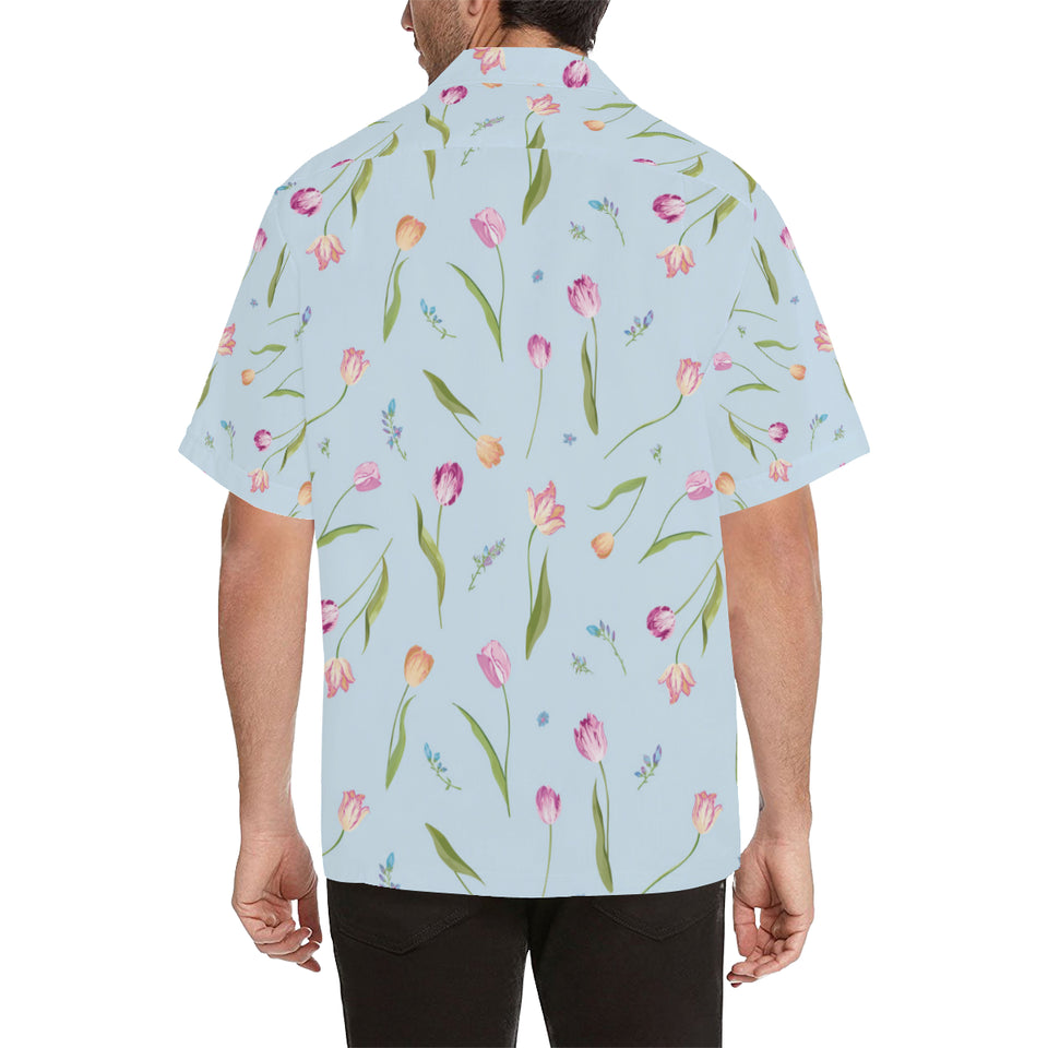 Watercolor Tulips pattern Men's All Over Print Hawaiian Shirt