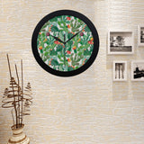 Cactus design pattern copy Elegant Black Wall Clock