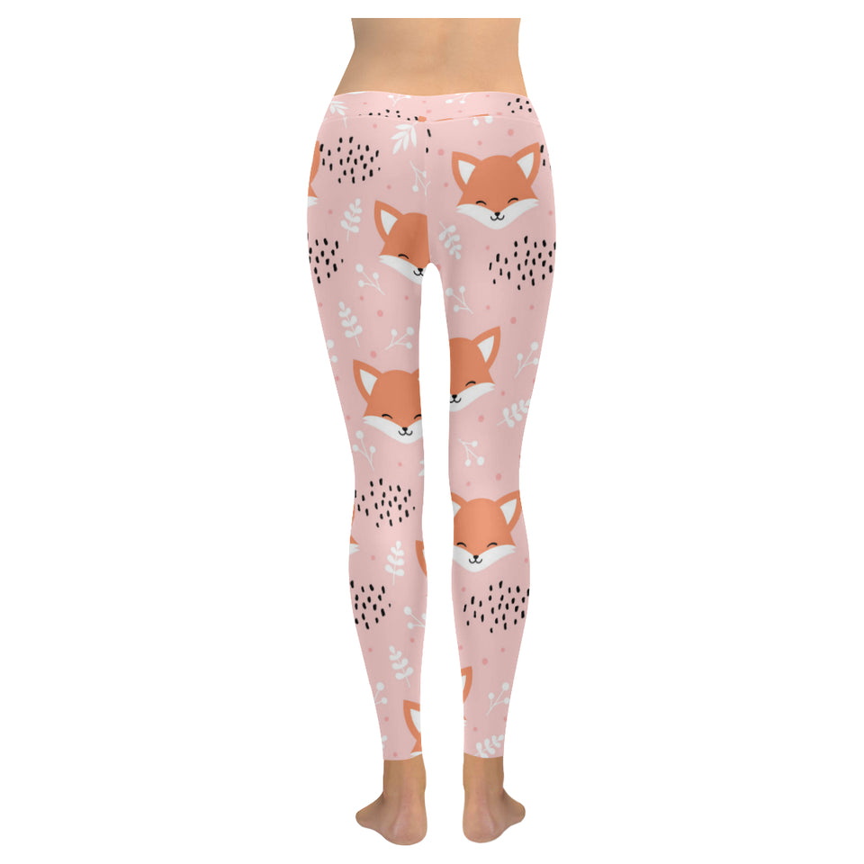 Cute fox pattern pink background Women's Legging Fulfilled In US