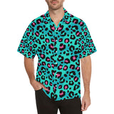 Green leopard skin print pattern Men's All Over Print Hawaiian Shirt