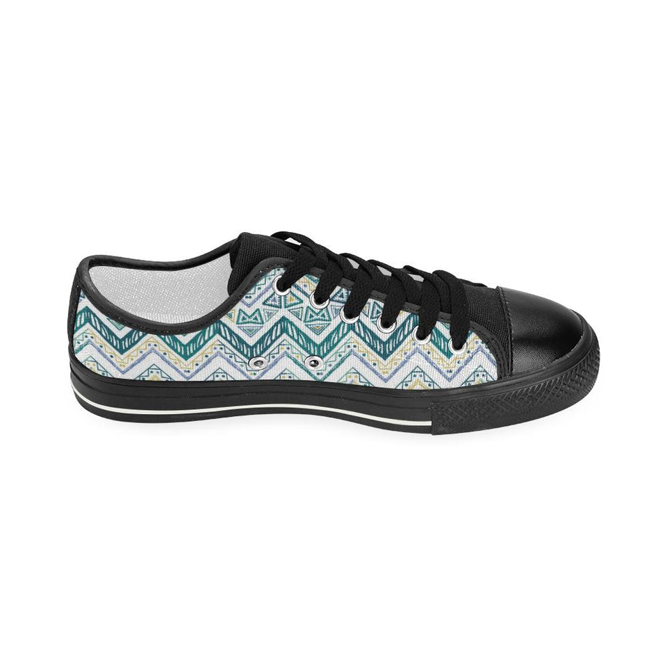 zigzag  chevron paint design pattern Kids' Boys' Girls' Low Top Canvas Shoes Black
