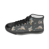 Cute koala pattern Women's High Top Canvas Shoes Black
