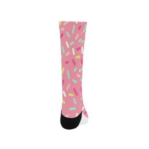 Pink donut glaze candy pattern Crew Socks