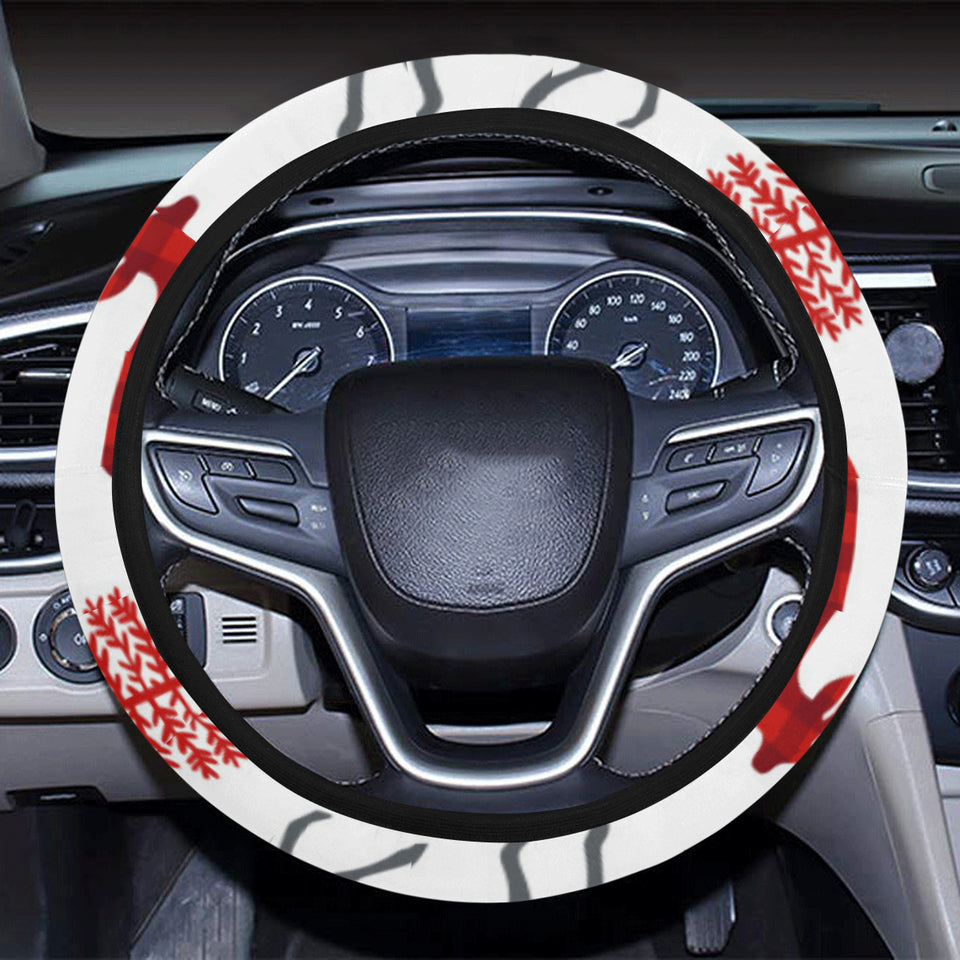 Deer tree snowflakes chrismas pattern Car Steering Wheel Cover