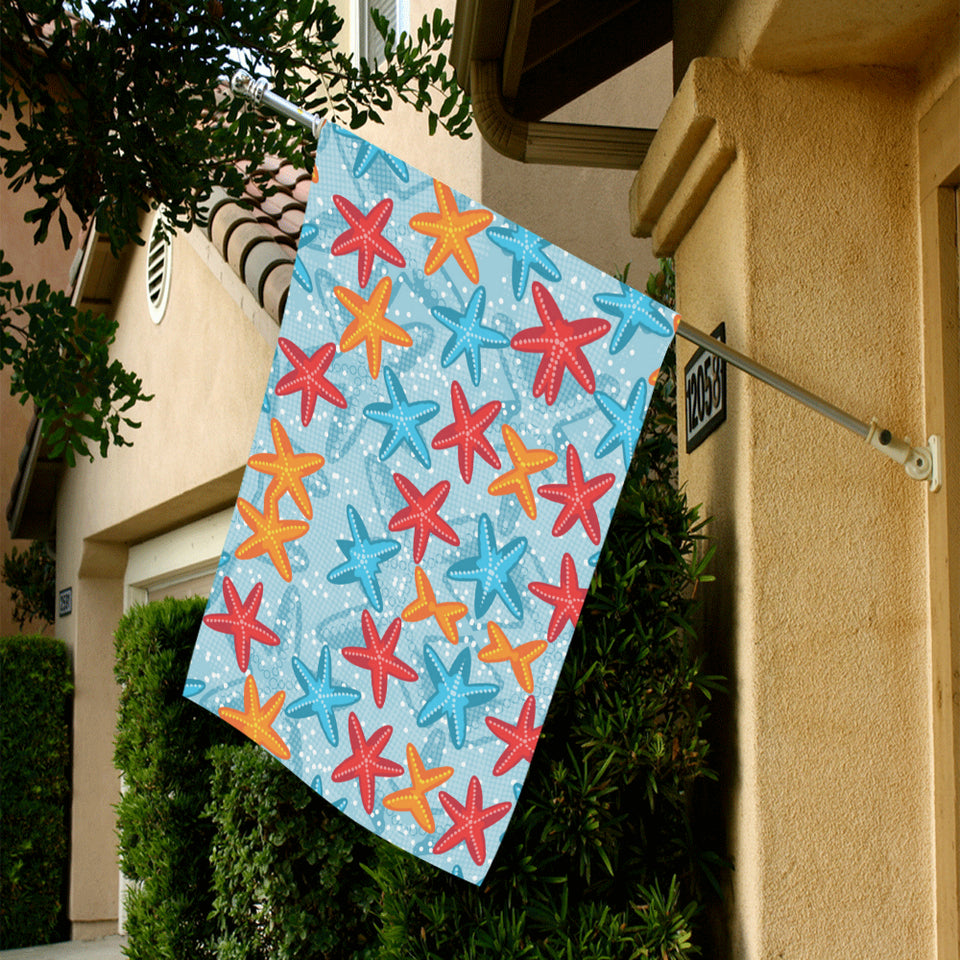 Blue red orange starfish pattern House Flag Garden Flag