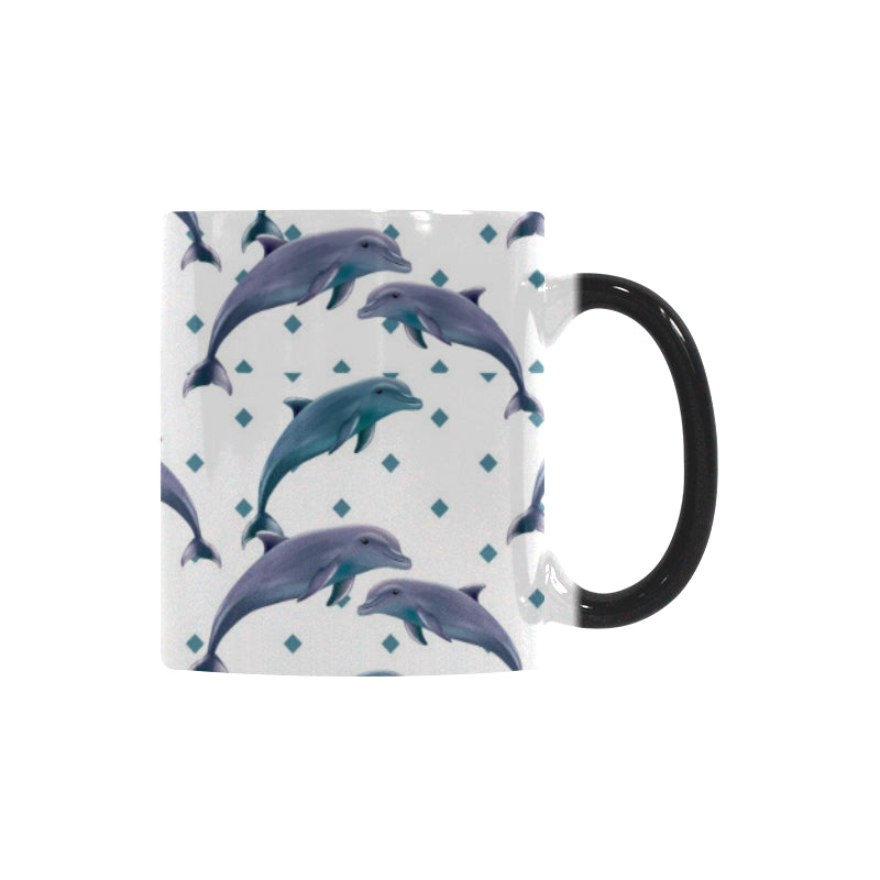 Dolphins pattern dotted background Morphing Mug Heat Changing Mug