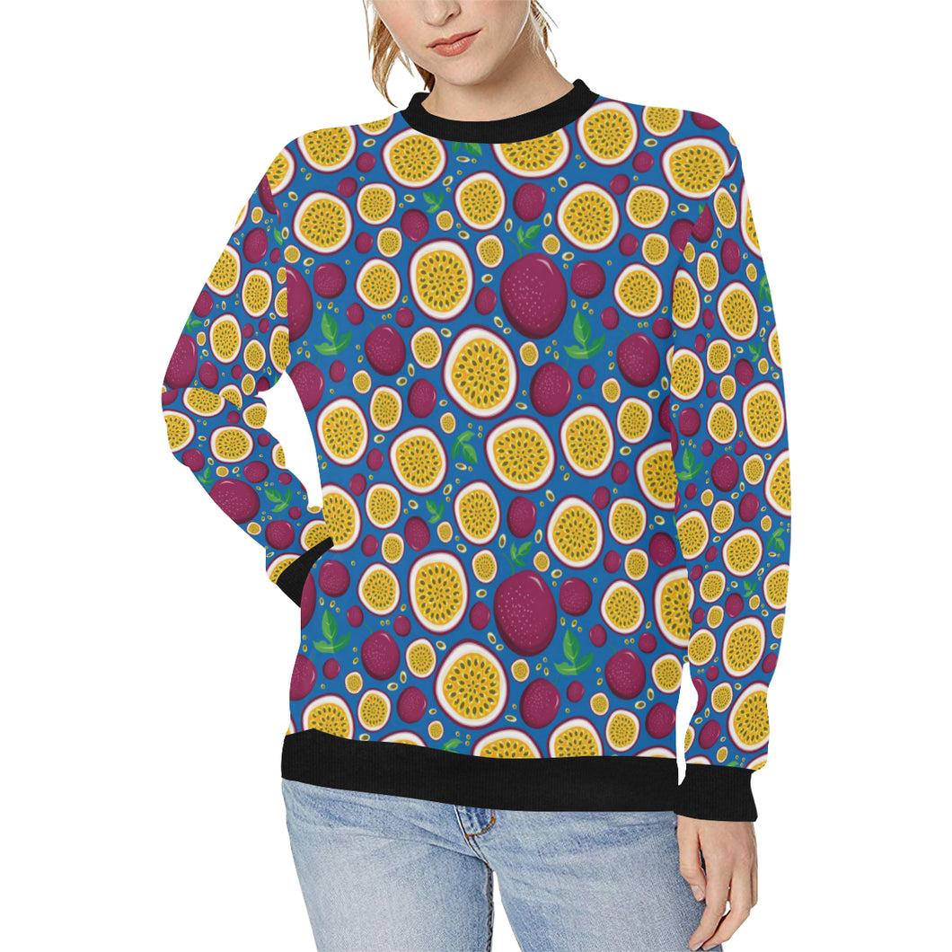 Passion fruit blue background Women's Crew Neck Sweatshirt