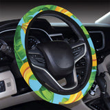banana leaves banana design pattern Car Steering Wheel Cover