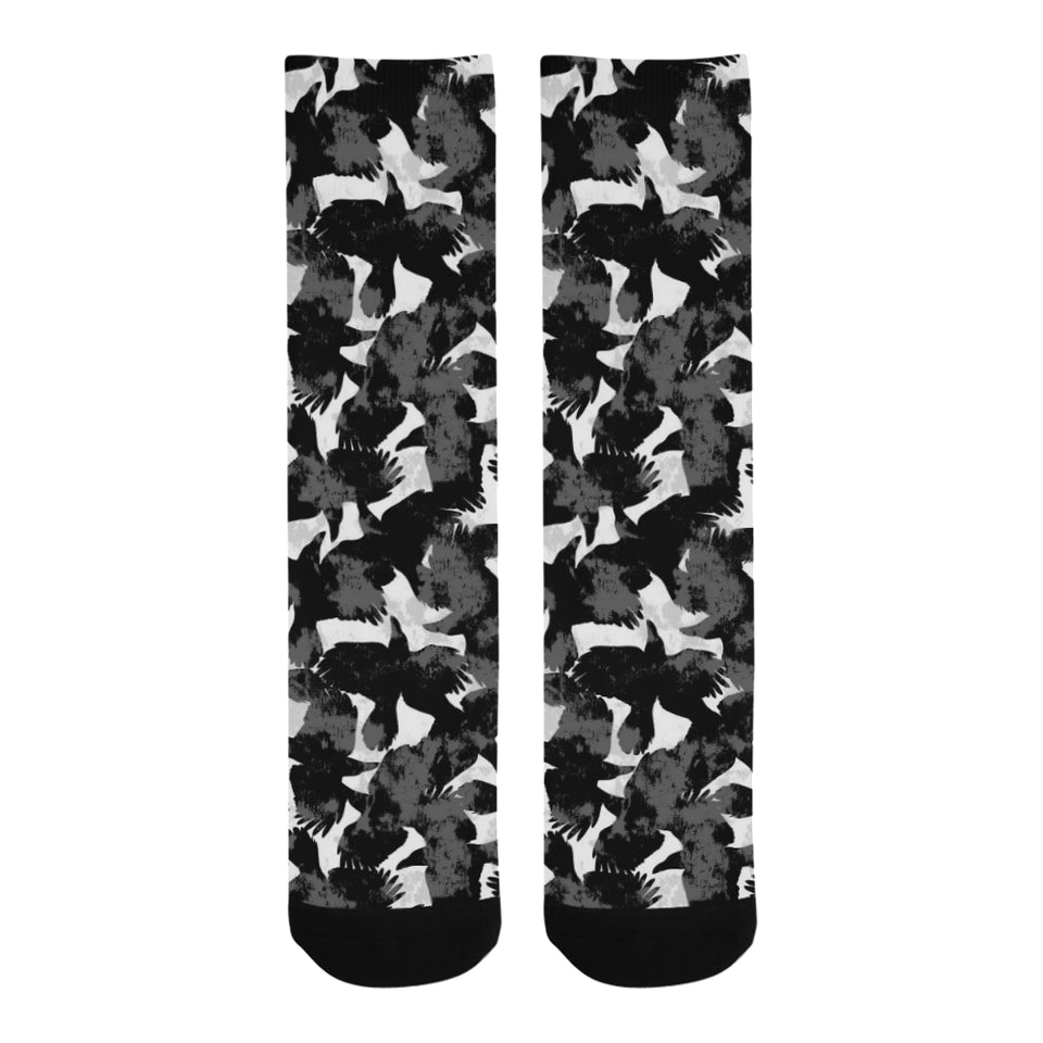 Crow illustration pattern Crew Socks