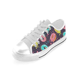Colorful donut glaze pattern Men's Low Top Canvas Shoes White