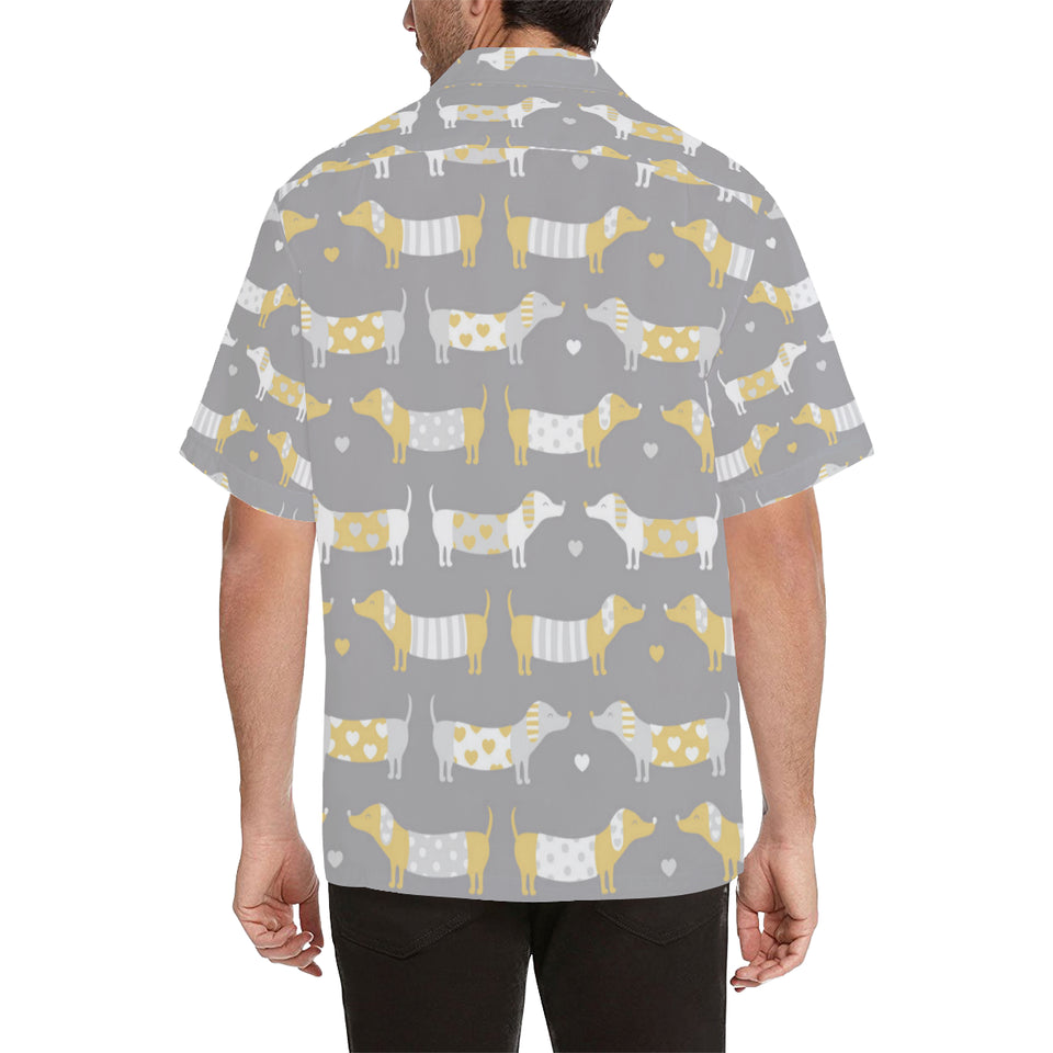 Cute dachshund dog pattern Men's All Over Print Hawaiian Shirt