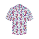 Purple seahorse blue coral pattern Men's All Over Print Hawaiian Shirt