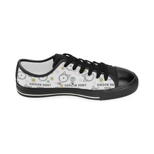 Siberian Husky design pattern Kids' Boys' Girls' Low Top Canvas Shoes Black