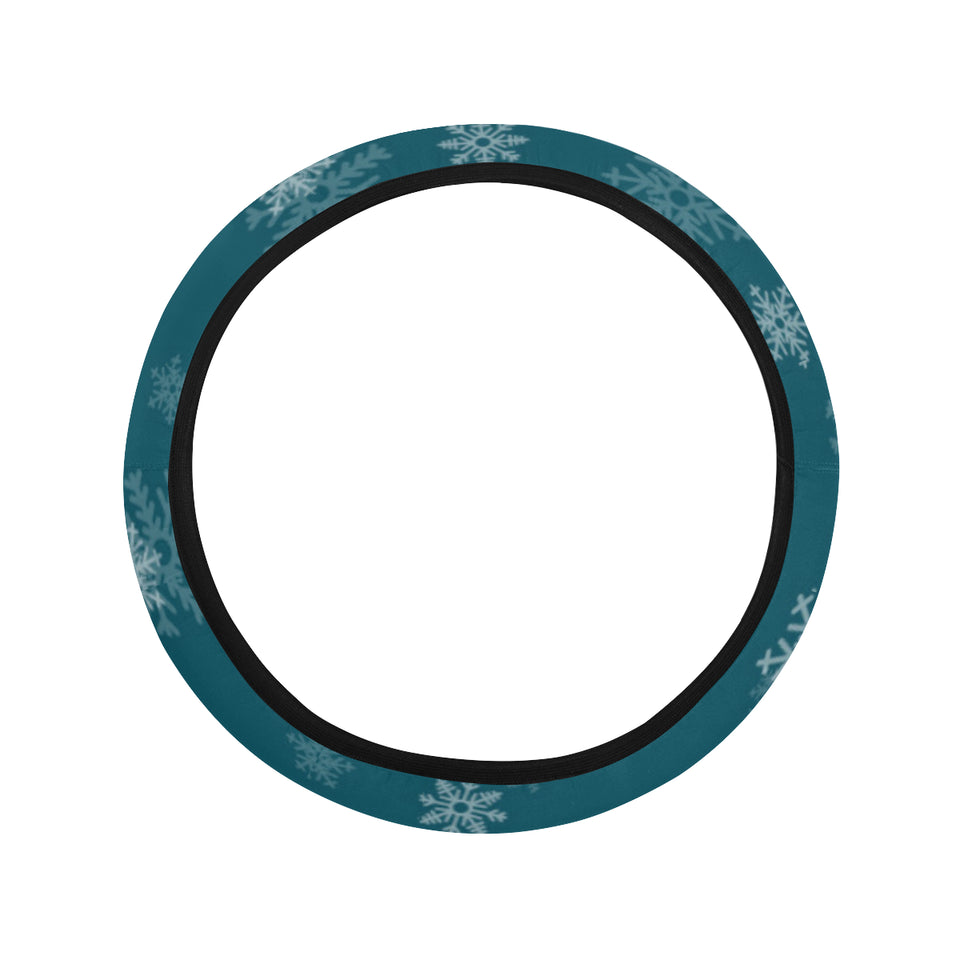 Snowflake pattern dark background Car Steering Wheel Cover