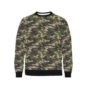 Dark Green camouflage pattern Men's Crew Neck Sweatshirt