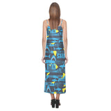 Shark dangerous V-Neck Open Fork Long Dress