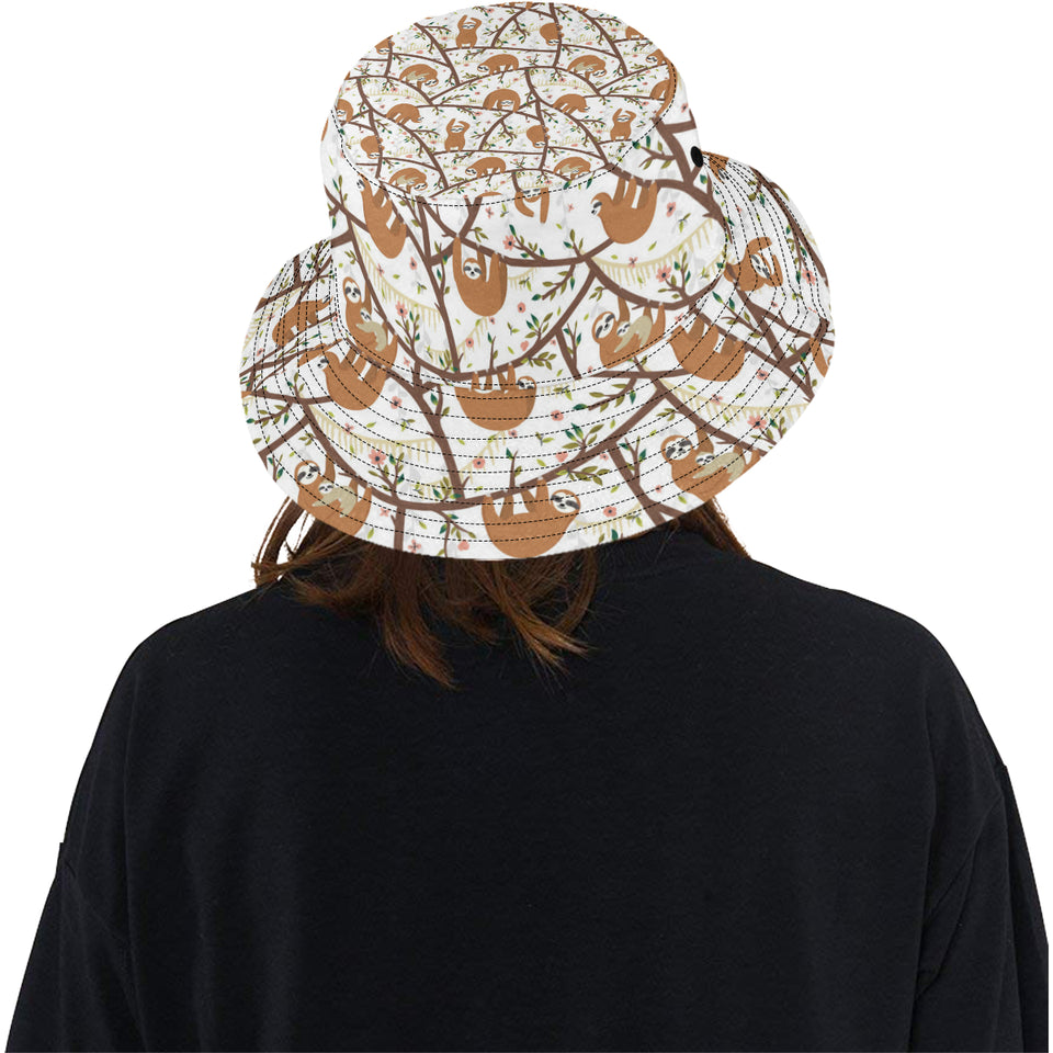 Sloths hanging on the tree pattern Unisex Bucket Hat
