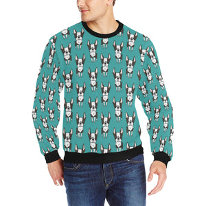Hand drawn boston terrier dog pattern Men's Crew Neck Sweatshirt