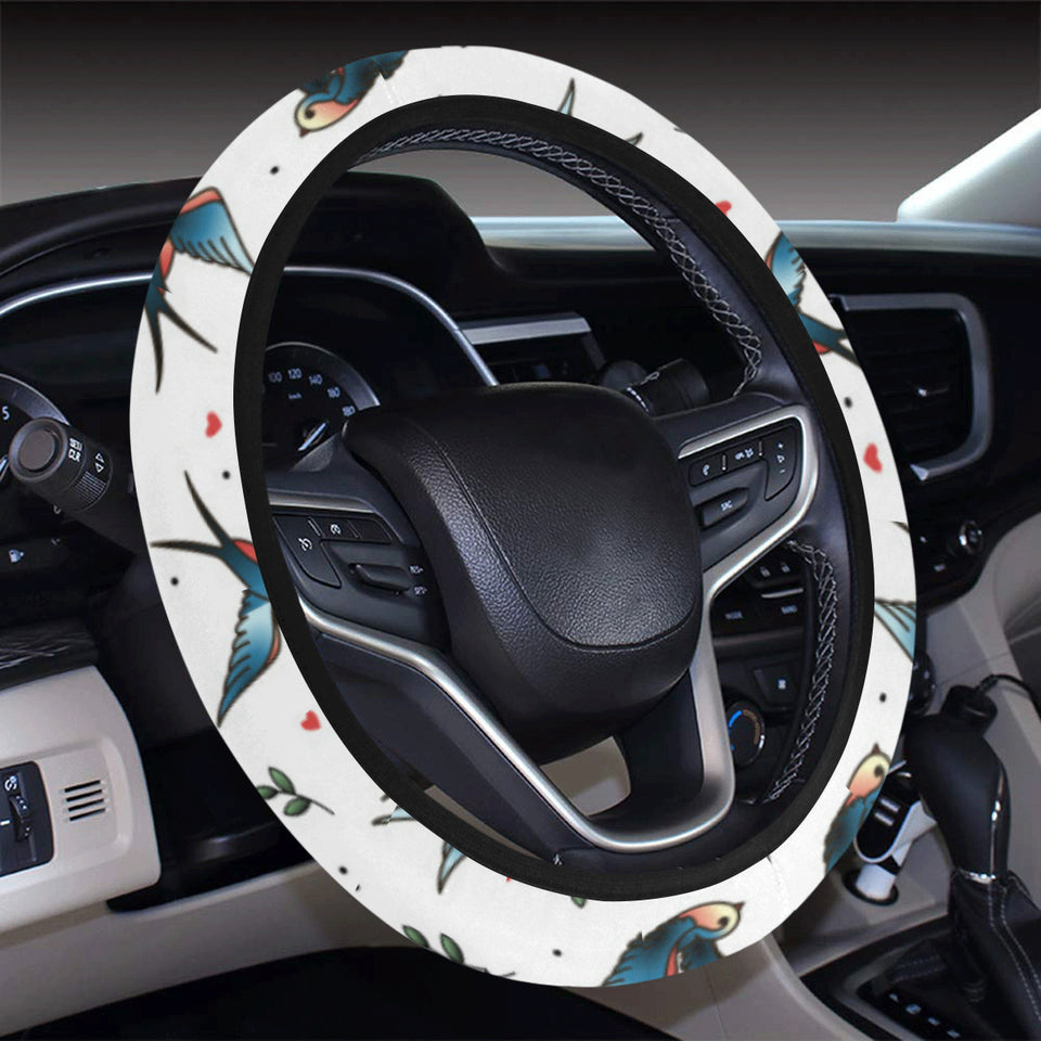 Swallow Pattern Print Design 04 Car Steering Wheel Cover