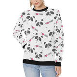 Hand Drawn faces of pandas pattern Women's Crew Neck Sweatshirt