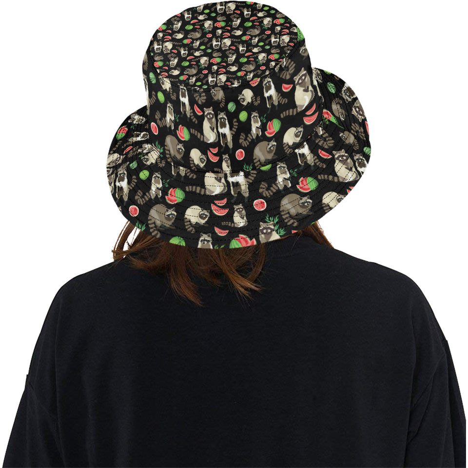 Raccoon watermelon pattern Unisex Bucket Hat