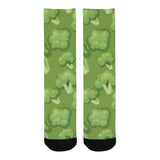 Broccoli pattern green background Crew Socks