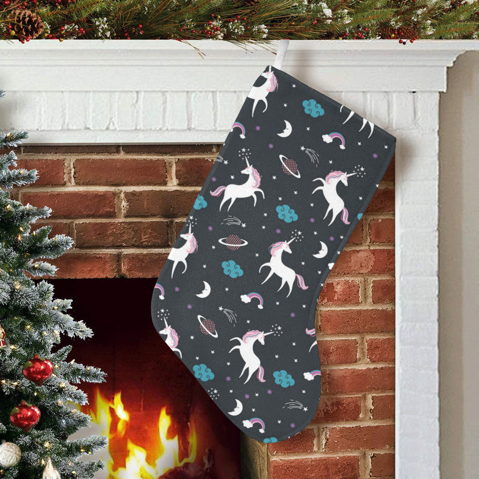 unicorn rainbows moon clound star pattern Christmas Stocking