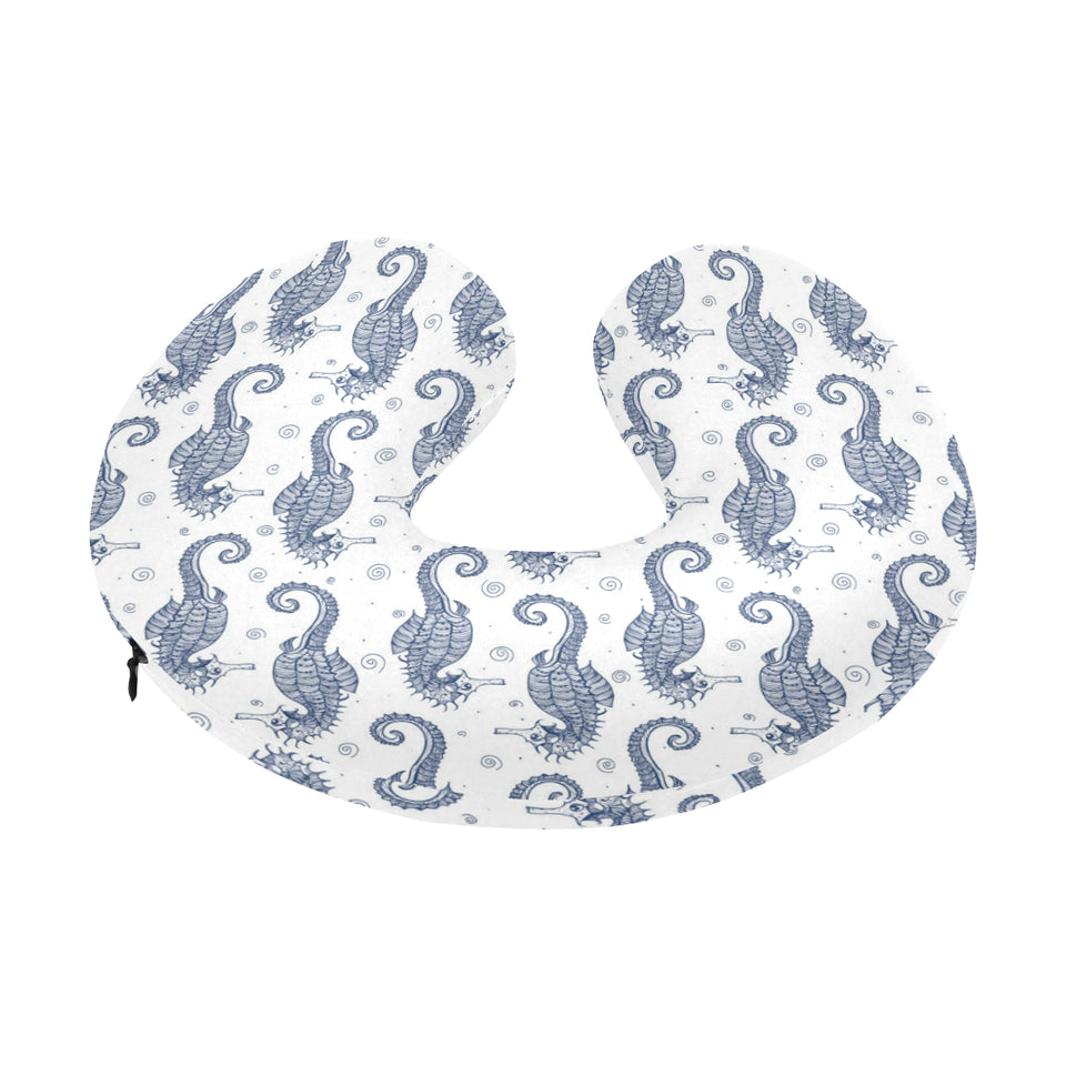 Seahorse pattern background U-Shaped Travel Neck Pillow