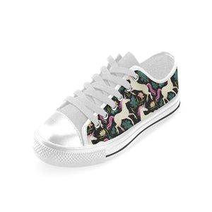 Unicorns forest background Men's Low Top Shoes White