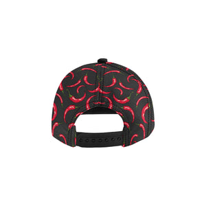 Chili peppers pattern black background All Over Print Snapback Cap