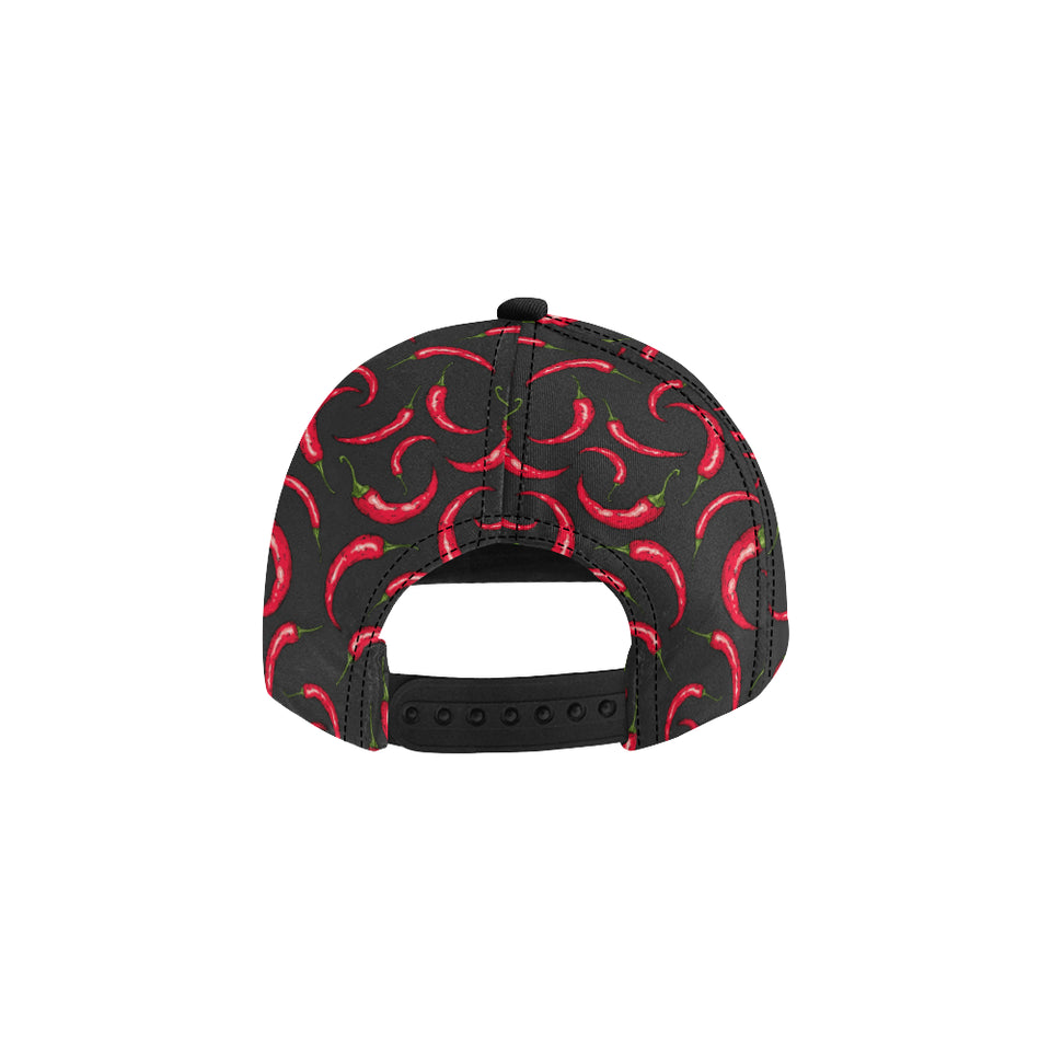 Chili peppers pattern black background All Over Print Snapback Cap