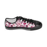 pink sketch tulip pattern Kids' Boys' Girls' Low Top Canvas Shoes Black