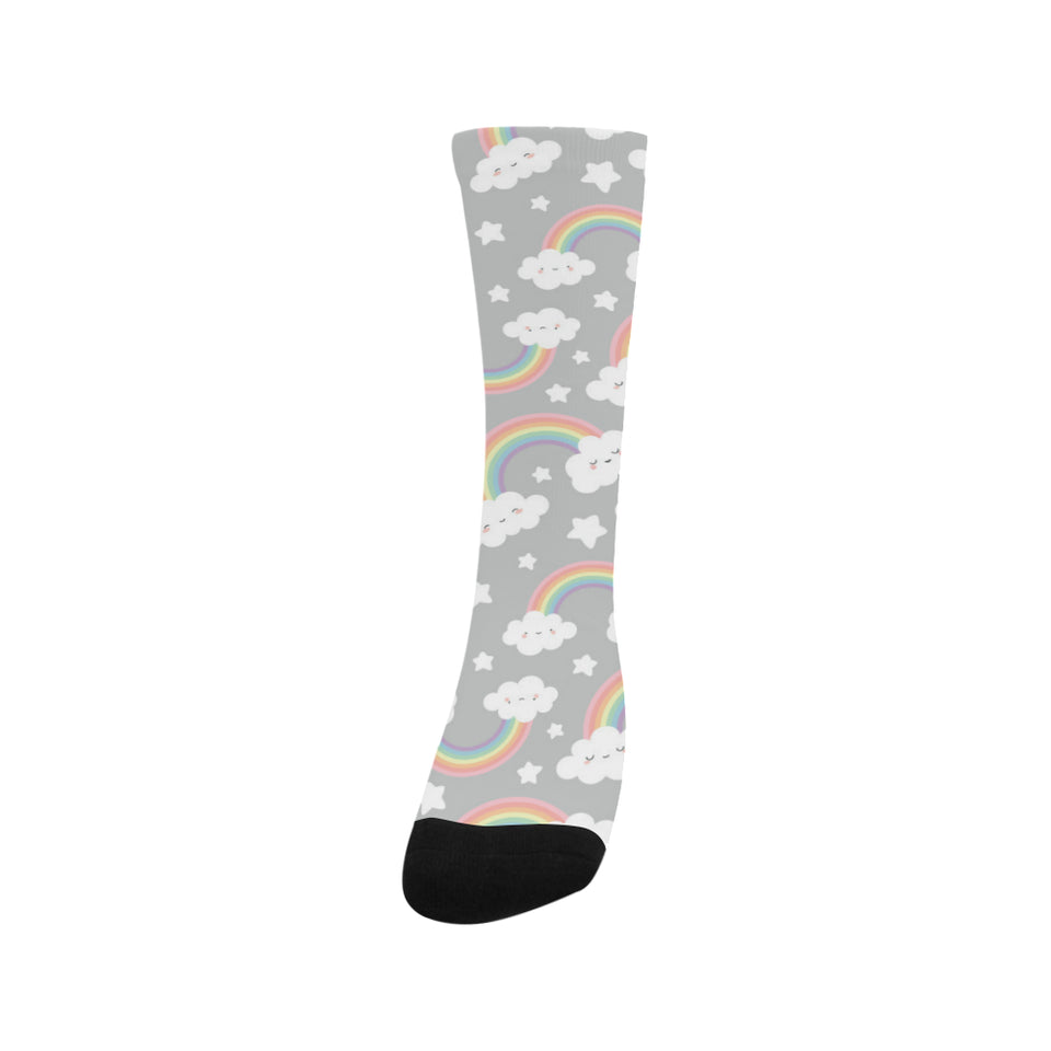 Cute rainbow clound star pattern Crew Socks