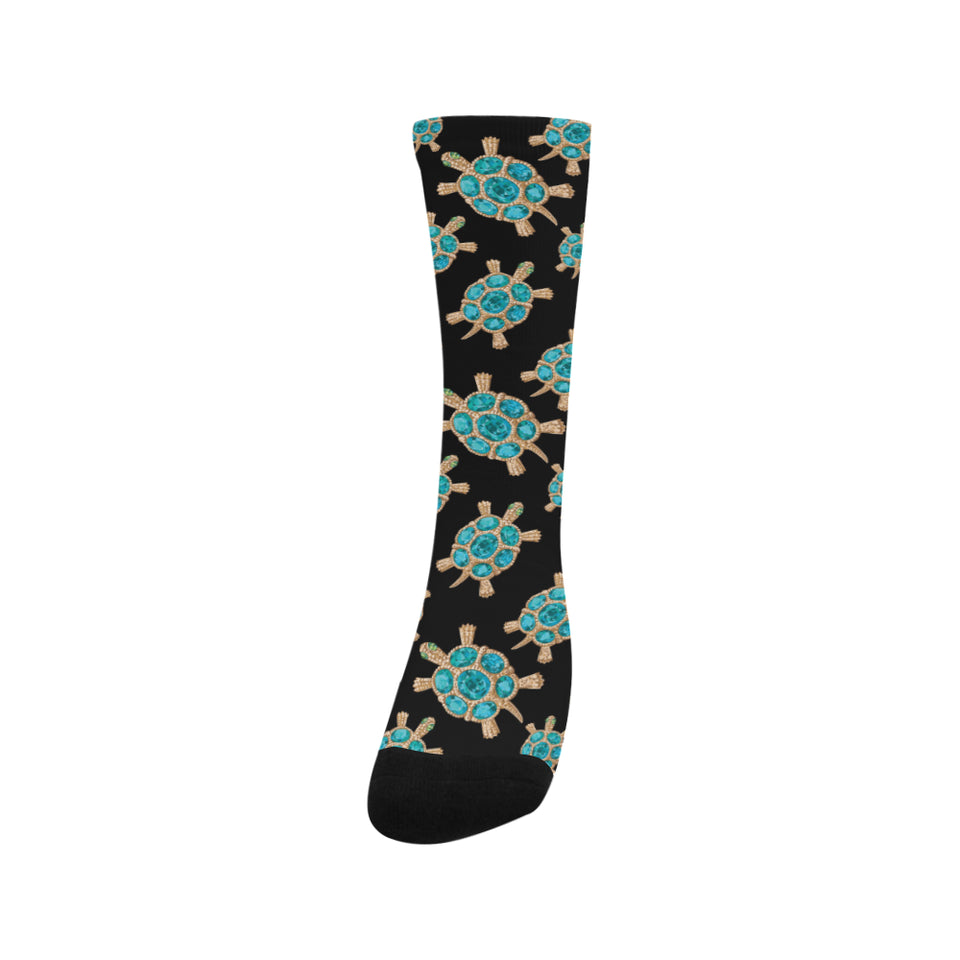 Sea turtle blue stone pattern Crew Socks