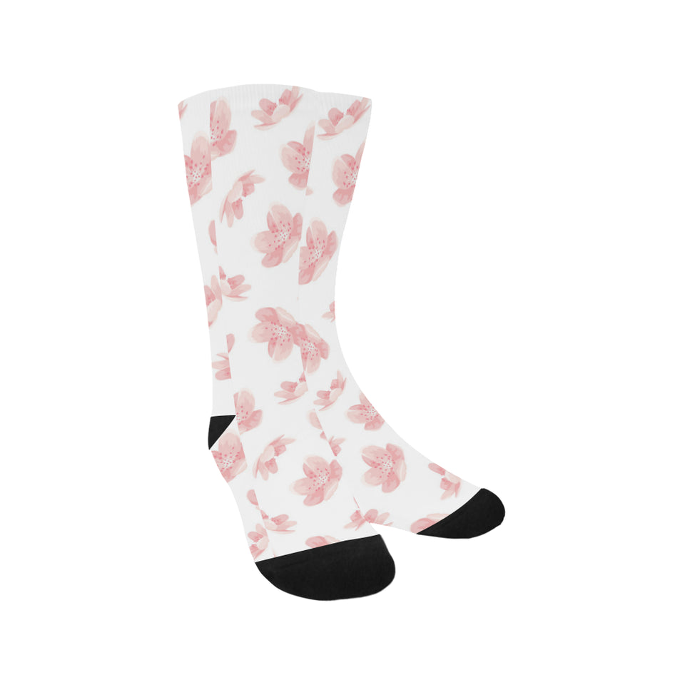 Pink sakura cherry blossom pattern Crew Socks
